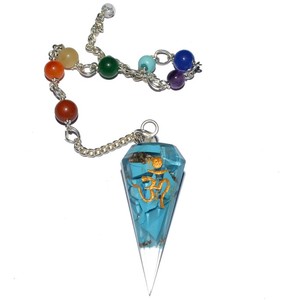 With Good Quality of Turquise Orgone Chakra Pendulums with Om : Turquise Orgone Chakra Pendulums with Om for Sale - Product Image 1