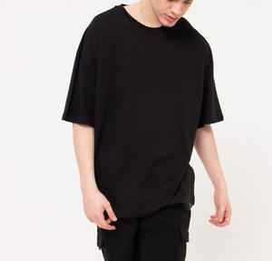 Camiseta básica de gran tamaño para hombre, camisa de cuello redondo en blanco, tela de algodón orgánico 100%, nueva tendencia de verano, personalizada, color negro, venta al por mayor, 2023 - Product Image 2