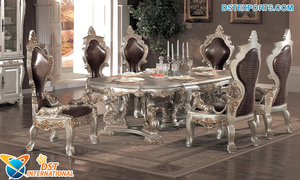 ชุดเฟอร์นิเจอร์ห้องรับประทานอาหารสไตล์เจ้าหญิงแบบฝรั่งเศส  ชุดเฟอร์นิเจอร์ห้องรับประทานอาหารสไตล์หรูหรา  ชุดโต๊ะอาหารสุดพิเศษสำหรับวิลล่าสุดหรู - Product Image 2