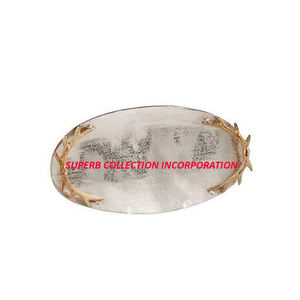 Plateau décoratif en argent, 10 pièces, avec poignées dorées en relief, vente directe d'usine, OEM - Product Image 1