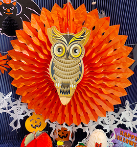 Decoración de Búho de Papel Hecha a Mano, Forma de Animal, Decoración para Fiesta de Halloween, Uso Interior para Niños, Colores Naranja, Amarillo y Marrón - Product Image 2