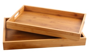 Handmade Bamboo <b>Tray</b> Natural Wooden Style Home Accessories <b>Large</b> Bamboo <b>Tray</b> for Coffee Tea Food and Snack Serving - Product Image 4