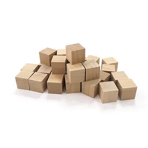 Wooden School Toys 50pcs 2cm Nature Color Wood Cube 3D Building Blocks