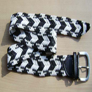 เข็มขัดผ้าฝ้ายและหนังถักพร้อมหัวเข็มขัดเหล็ก - Product Image 1