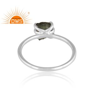 Anillo apilable de piedras preciosas de moldavita en bruto Natural de plata de ley fina, joyería para mujer, regalo para ella - Product Image 4