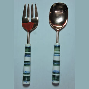 Servidor de ensalada de acero inoxidable, vajilla gratis, cuencos para servir ensalada de madera, cuchara, tenedor, juego de logotipo personalizado para cocinar, cuenco de madera de Acacia - Product Image 5