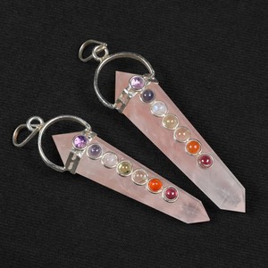 Quartz Rose Double Pointe Chakra Pendentifs Fournisseur | Grossiste de Quartz Rose Double Point Pendentifs Chakra - Product Image 1
