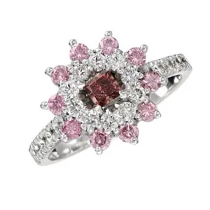 Garnet anel de ouro personalizado 14k, com pedra preciosa natural branco safira rosa de safira anéis de ouro 14k