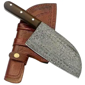 פלדת דמשק קופיץ סכין ופר סכין שף מטבח סכין עלה עץ ידית יומי להשתמש קליבר ZR1483