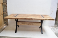Tables et chaises de salle à manger en bois de manguier et fonte, style vintage, design rustique industriel, convertibles et extensibles, multi-usages, pour hôtels