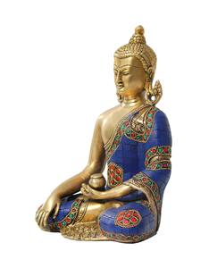 Statue de Bouddha artisanale Nirmala, origine Rajasthan, Bouddha méditant fait main avec finition en pierre - Product Image 2