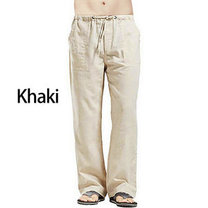 Cotton Linen Drawstring Trousers for Men High Quality Custom Made Trousers with Multi-pockets on Wholesale Price and Low MOQ - Product Image 3