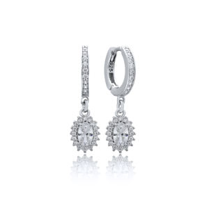 Pendientes colgantes de circón estilo diamante delicado, joyería de plata de ley 925 turca, venta al por mayor - Product Image 1