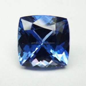 แทนซาไนต์ธรรมชาติคุณภาพสูง รูปทรงคุชชั่น เจียระไนเหลี่ยมเพชรพลอย สำหรับทำเครื่องประดับ อัญมณีพลอยหลวม สีน้ำเงินเข้ม - Product Image 1