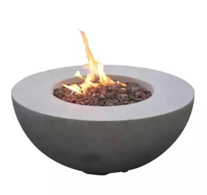 Tazón de fuego de Gas para exteriores, moderno y elegante, mesa de cemento, Bol de fuego de propano y hormigón