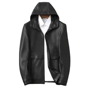 Autumn Winter Leather Jackets for Men Korean Fashion Woven Plaid PU Leather  Jacket Lapel Motorcycle Bike Coats Men Clothing 2023