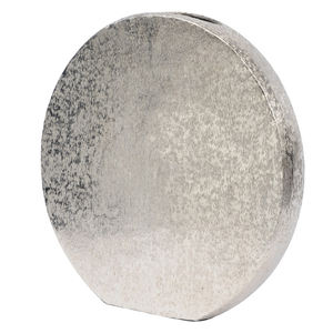 Petit vase à disque en aluminium argenté brossé - Product Image 1