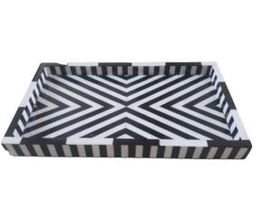 Plateau de service ou plateau alimentaire rectangulaire en bois de manguier avec résine époxy noire, vente directe d'usine, idéal pour les mariages et les fêtes à la maison - Product Image 3