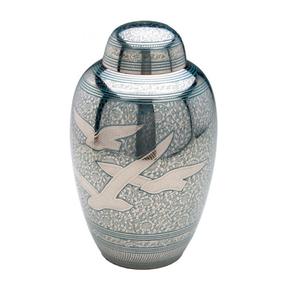 Cúpula superior de plata y pájaro azul grabada para adultos, urna de cremación de cenizas funerarias, estilo americano/europeo - Product Image 1