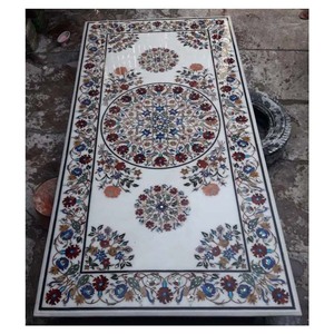 หินอ่อนสีขาว Pietra Dura บนโต๊ะ - Product Image 1