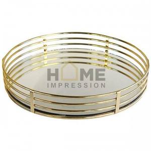 Plateau de table moderne en métal et miroir plateau de fantaisie rectangulaire plateau de décoration design plateau de décoration design à vendre - Product Image 4