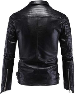 Chaqueta corta Unisex con textura de cuero de imitación, abrigo de motociclista de PU ajustado con cremallera y bolsillos en todos los colores, hecha en paquistaní - Product Image 2