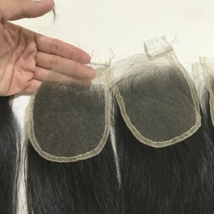 Lace Closure lisse non traité et 100% naturelle, cheveux vierges crus et lisses, haute qualité, 4x4, Hd, sans perte, ne s'emmêlent pas - Product Image 3
