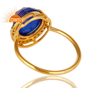 Anillo apilable de plata de ley chapado en oro de 18 quilates de Aventurina azul de Zirconia blanca, joyería de piedras preciosas para mujer, regalo para ella - Product Image 3