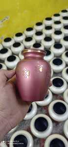 Brassworld India's Purple Brass Pet Cremation Urn with Golden Paw American Style - Product Image 4