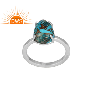 Handmade 925 Sterling Fine Silver Tear Drop <b>Ring</b> Jewelry Wholesaler Natural Copper <b>Turquoise</b> Gemstone Silver Engagement <b>Ring</b> - Product Image 2