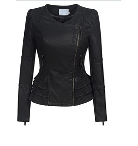 Chaqueta de motociclista con cierre de cremallera para mujer, de cuero de oveja Real, color negro, alta calidad, disponible en todos los colores, hecha en Pakistán - Product Image 1