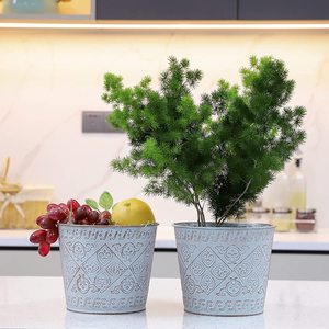Macetas galvanizadas de diseño único, diseño en relieve a mano, para exteriores e interiores - Product Image 3