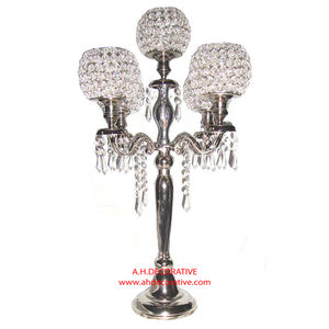 Candelabros DE BODA Centros de mesa Candelabro alto de pie hecho a mano en metal de aluminio con votivos de cristal - Product Image 3