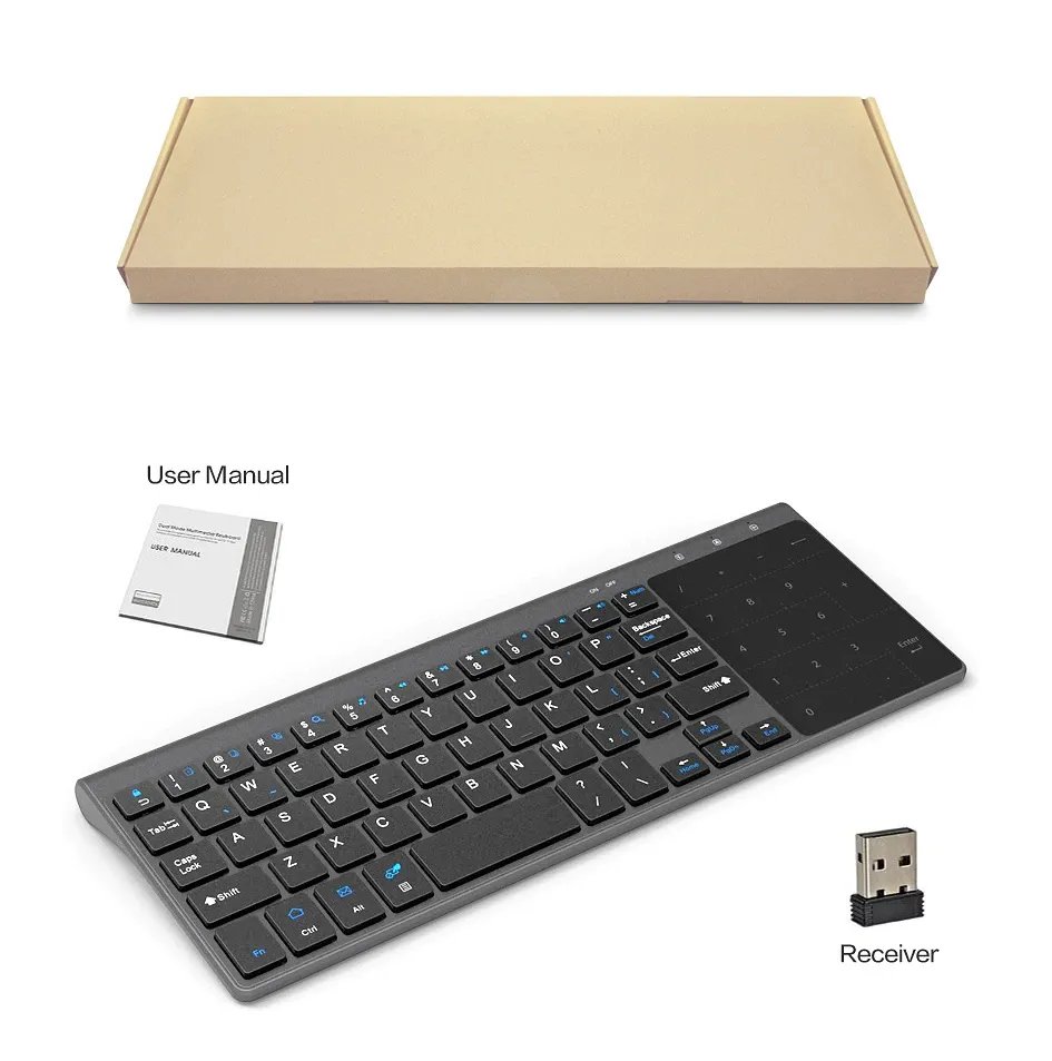 2.4G Wireless Keyboard with Number Touchpad Mouse Thin Numeric Keypad for Android Windows Desktop Laptop PC TV Box