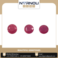 Bague ornée de pierres précieuses rubis brillantes, forme ronde, excellente qualité, 100% naturelle, pierre précieuse de rubis, taille 6.5mm, rouge
