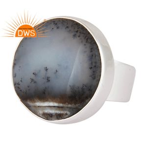 Solid 925 Sterling <b>Silver</b> Unisex <b>Ring</b> Jewelry Wholesaler Handmade Natural Dendrite <b>Opal</b> Gemstone Jewelry Supplier - Product Image 2