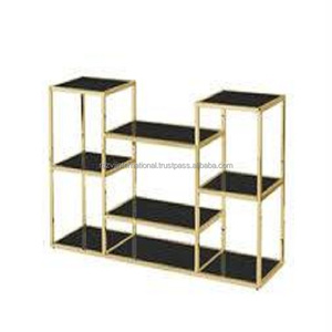 Table de console en verre noir, section supérieure en métal SS - Product Image 1