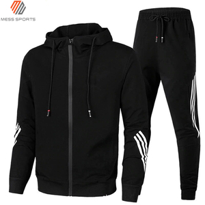 MESS SPORTS Men's Winter Casual Hoodies Two-Piece Sportswear Jogger <b>Tracksuit</b> Set Polyester/Cotton Four-Way Stretch Breathable - Product Image 3
