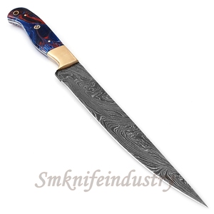 13 Inches New Style Custom Hand Forged Damascus Fillet Chef knife With leather Sheath cover (smk1589) - Product Image 2