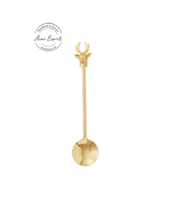 Cuchara de té pulida con espejo de latón ecológico, cuchara de sopa de gran tamaño con mango largo, diseño de ciervo personalizado de lujo para restaurante - Product Image 3