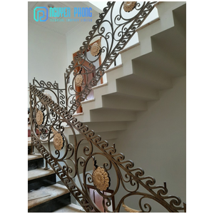 Cao Cấp Nhúng Nóng Mạ Kẽm Rèn Sắt Cầu Thang Đường Ray, Kim Loại Trong Nhà Cầu Thang Lan Can, Cầu Thang Sang Trọng Lan Can - Product Image 5