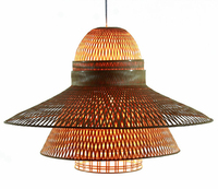 Lampe suspendue moderne en bambou et rotin 2022, vente en gros, nouveau abat-jour en forme de dôme, style classique, lampes à induction électriques 220V, salon