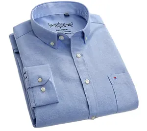 Summer Blue Fashion Men's Solid Color Long Sleeve Men's Shirts Summer Men's Linen Shirts