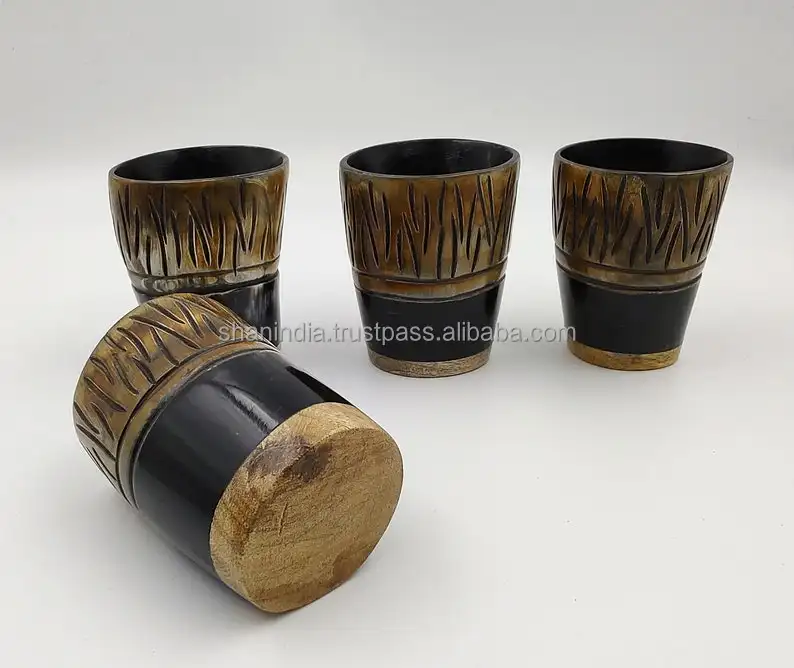High quality hand finished natural Viking Drinking horn vodka shots