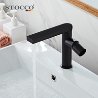 Robinet de lavabo haut STOCCO noir mat en laiton massif, monocommande, à poser sur le comptoir, avec cartouche céramique, mitigeur chaud/froid pour salle de bain