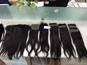 Venta al por mayor de alta calidad vietnamita extensiones de cabello virgen para las mujeres cutícula alineada Cierre de encaje en crudo Negro estilo de onda - Product Image 4