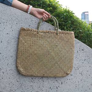 Bolso de Mano Abierto Vintage de Hierba Natural con Bordado y Flores, Bolso de Compras Ecológico y Duradero de Vietnam - Product Image 1