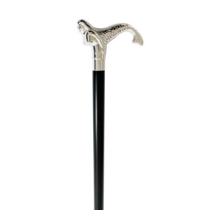 Canne en bois victorienne avec poignée argentée - Product Image 2