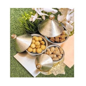 Juego de tres platos de servir de forma redonda en aluminio martillado calentador de alimentos plato de servir a un precio asequible - Product Image 2