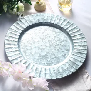 จานและจานสีเงิน13 ",ภาชนะบรรจุอาหารรูปแบบโลหะชุบสังกะสีเหล็กกลมธรรมชาติ33ซม. - Product Image 6